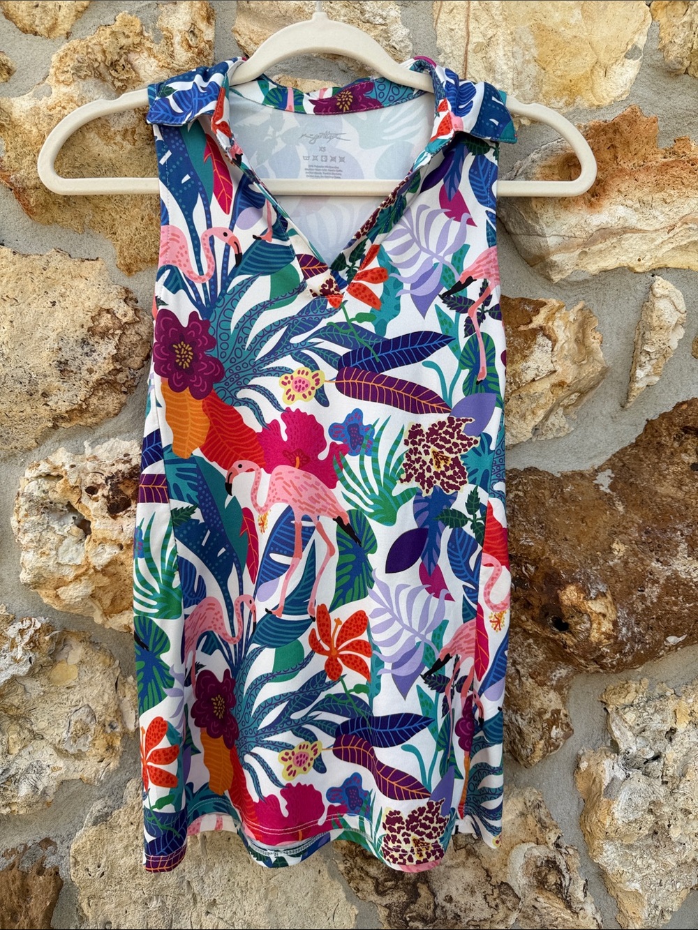 X by gottex tennis / golf top tropical flamingo